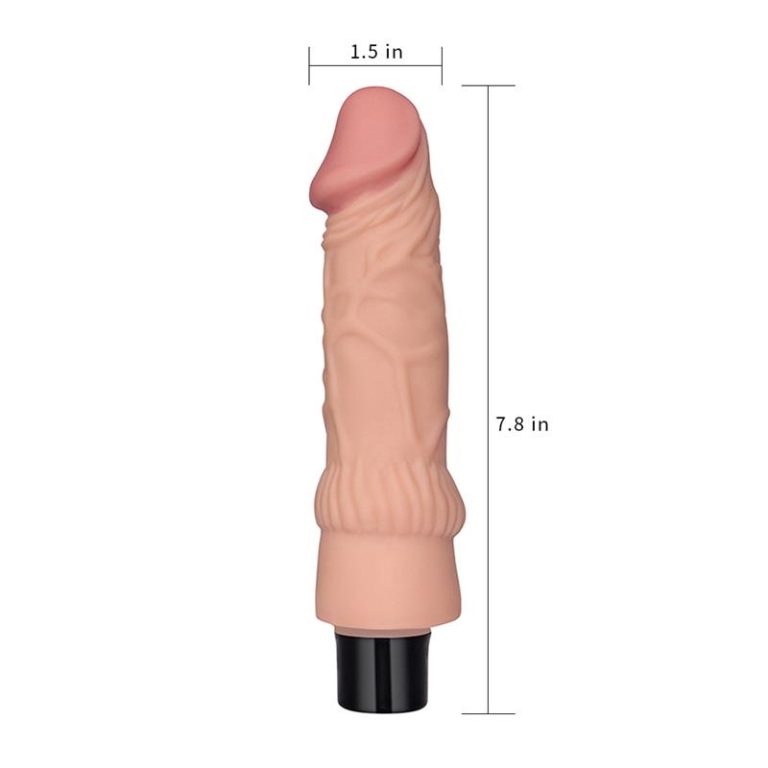 Vibrator Real Softee 16 cm i prikaz dimenzija. Ukupna dužina: 19 cm